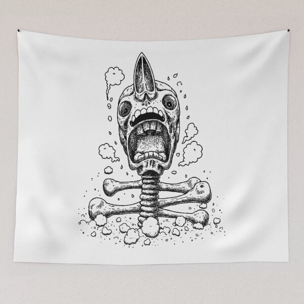Item preview, Funny skull kamikaze japan manga anime comix style ink drawing designed and sold by VonKalt.