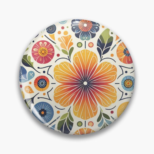 Item preview, Rainbow Scandinavian Folk Art - Colourful Floral Mandala by heidiannemorris designed and sold by FOLK ART FUSION.
