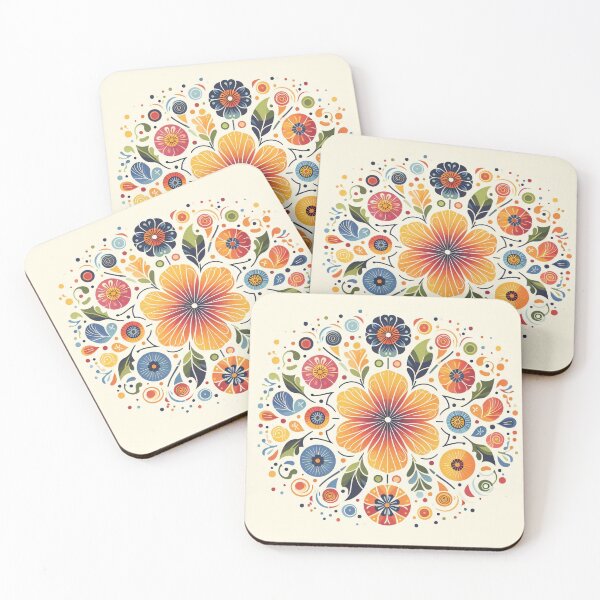 Item preview, Rainbow Scandinavian Folk Art - Colourful Floral Mandala by heidiannemorris designed and sold by FOLK ART FUSION.