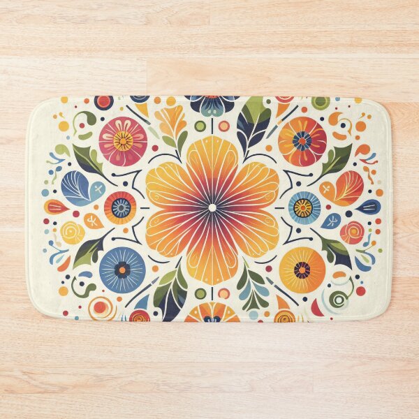 Item preview, Rainbow Scandinavian Folk Art - Colourful Floral Mandala by heidiannemorris designed and sold by FOLK ART FUSION.