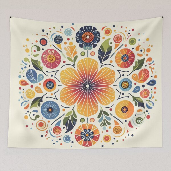 Item preview, Rainbow Scandinavian Folk Art - Colourful Floral Mandala by heidiannemorris designed and sold by FOLK ART FUSION.
