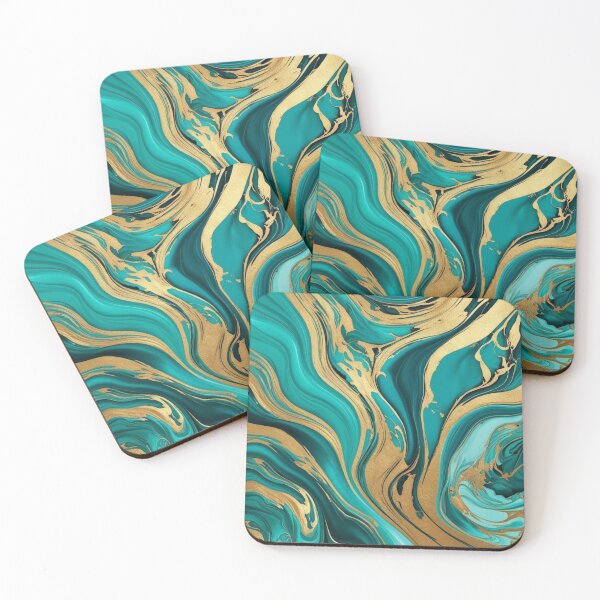 Item preview, A turquoise and gold marbling design designed and sold by Summer Sunshine.