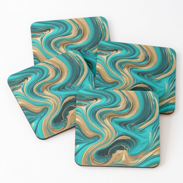 Item preview, A turquoise and gold marbling design, designed and sold by Summer Sunshine.