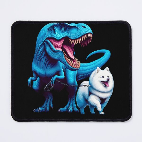 Item preview, Funny Dinosaur American Eskimo Dog Walking Dog Lover designed and sold by Kimberley King Art  King Art.