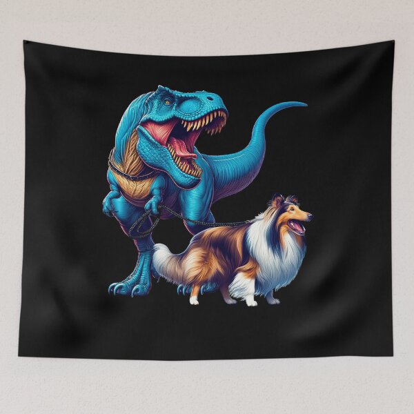 Item preview, Funny Dinosaur Collie Walking Dog Lover designed and sold by Kimberley King Art  King Art.