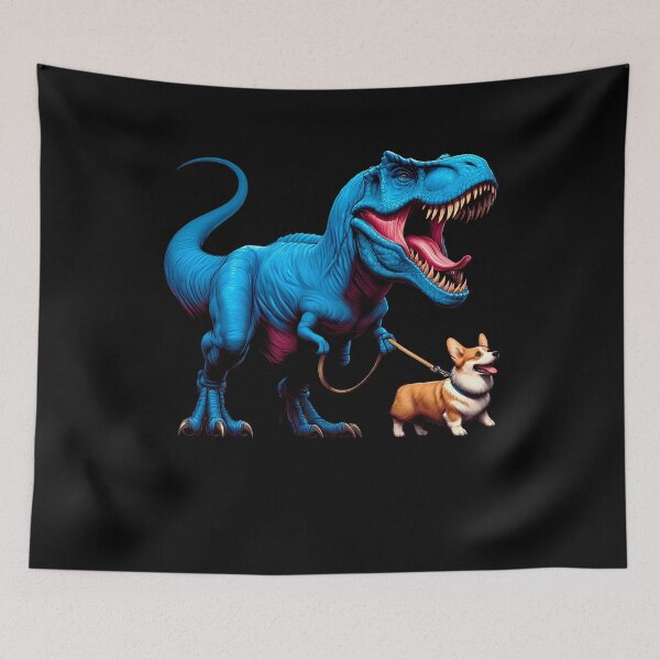 Item preview, Funny Dinosaur Corgi Walking Dog Lover designed and sold by Kimberley King Art  King Art.