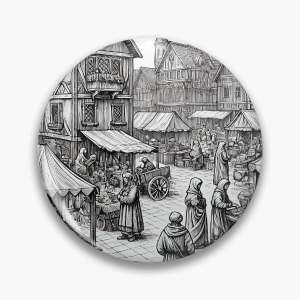 Item preview, Medieval Marketplace Hand-Drawn Sketch designed and sold by Istyak7.