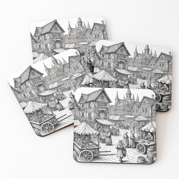 Item preview, Medieval Marketplace Hand-Drawn Sketch designed and sold by Istyak7.