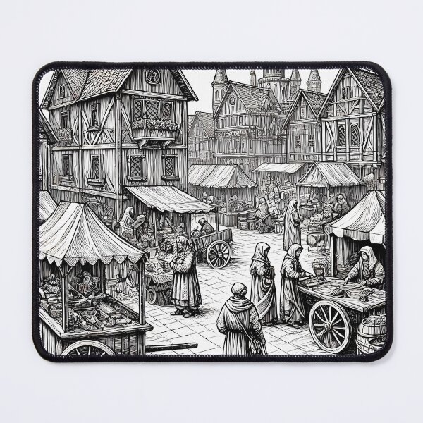 Item preview, Medieval Marketplace Hand-Drawn Sketch designed and sold by Istyak7.