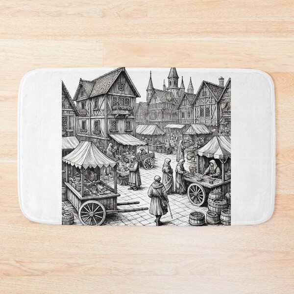 Item preview, Medieval Marketplace Hand-Drawn Sketch designed and sold by Istyak7.