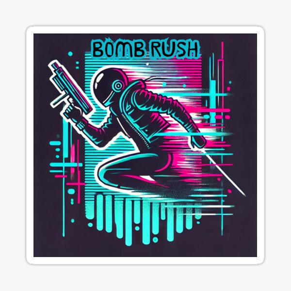 Futuristic Minimalist Design Inspired by Bomb Rush Cyberfunk Sticker
