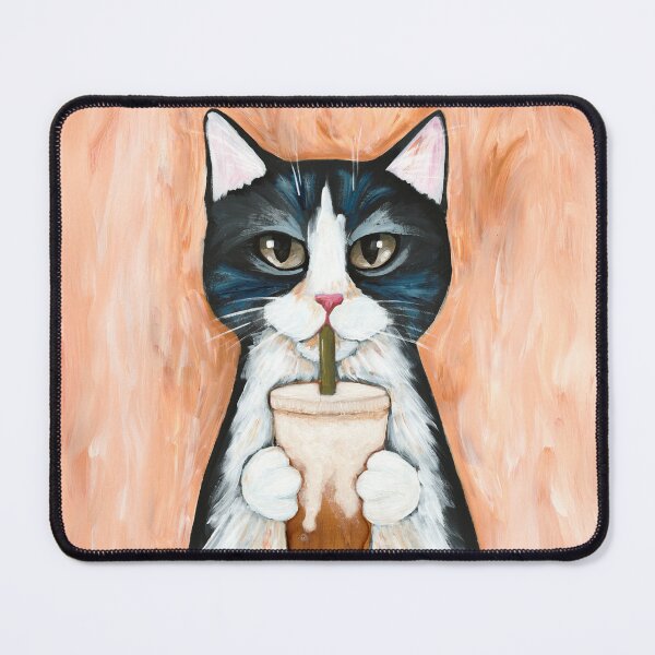 Item preview, Tuxedo Cat with Iced Coffee designed and sold by KilkennyCat Art.