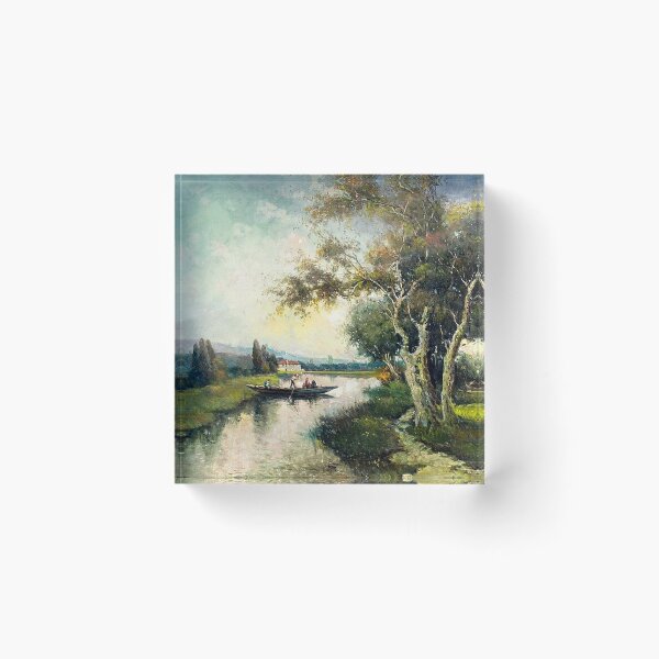 Item preview, River Landscape with Boat designed and sold by tomorrowsart.