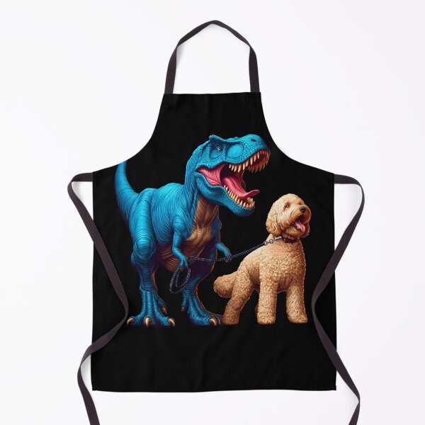 Aperçu de l'œuvre Drôle de dinosaure Labradoodle qui marche avec un chien amoureux créée et vendue par Kimberley King Art King Art.