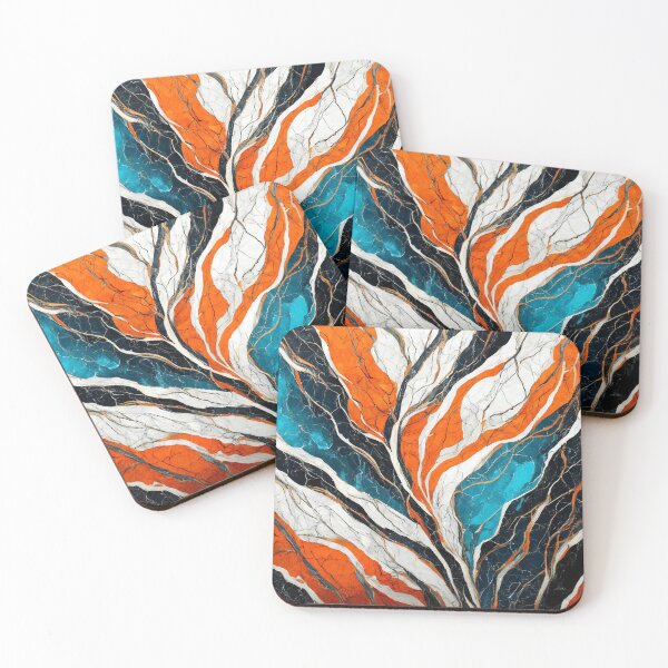Item preview, Bold Orange, Deep Blue and Smokey White Fractured Marble designed and sold by Stageless Designs.
