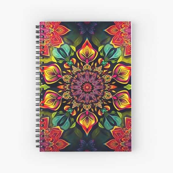 Item preview, A pattern of intricate floral mandalas in vibrant colors, leaves and petals, a bohemian vibes designed and sold by FestivityFinds.