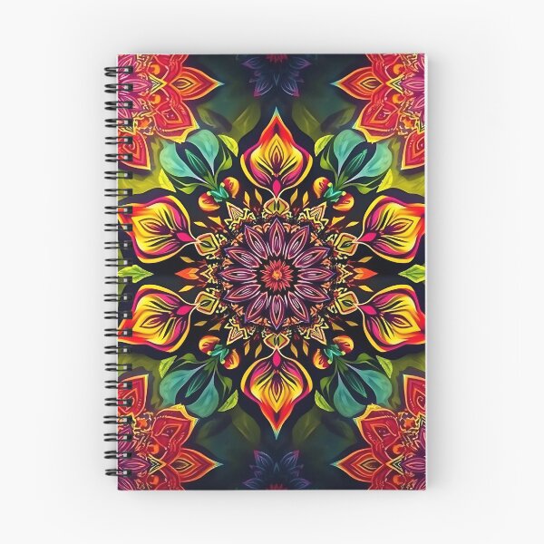 Item preview, A pattern of intricate floral mandalas in vibrant colors, leaves and petals, a bohemian vibes designed and sold by FestivityFinds.