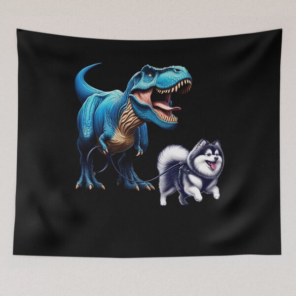 Item preview, Funny Dinosaur Pomsky Walking Dog Lover designed and sold by Kimberley King Art  King Art.