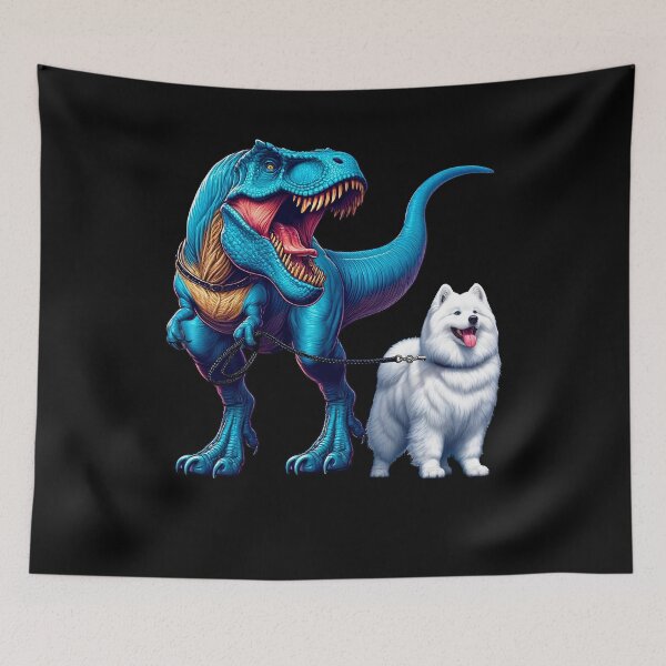 Item preview, Funny Dinosaur Samoyed Walking Dog Lover designed and sold by Kimberley King Art  King Art.
