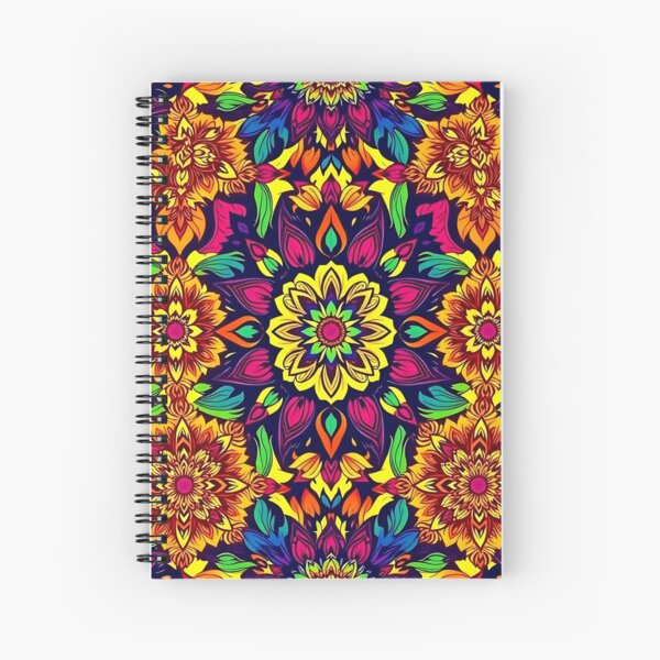 Item preview, pattern of leaves and petals, a bohemian vibe, electric vivid colors. designed and sold by FestivityFinds.