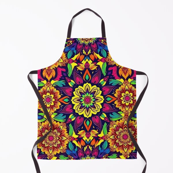Item preview, pattern of leaves and petals, a bohemian vibe, electric vivid colors. designed and sold by FestivityFinds.