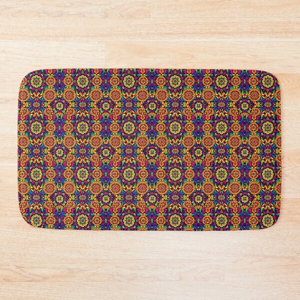 Item preview, pattern of leaves and petals, a bohemian vibe, electric vivid colors. designed and sold by FestivityFinds.