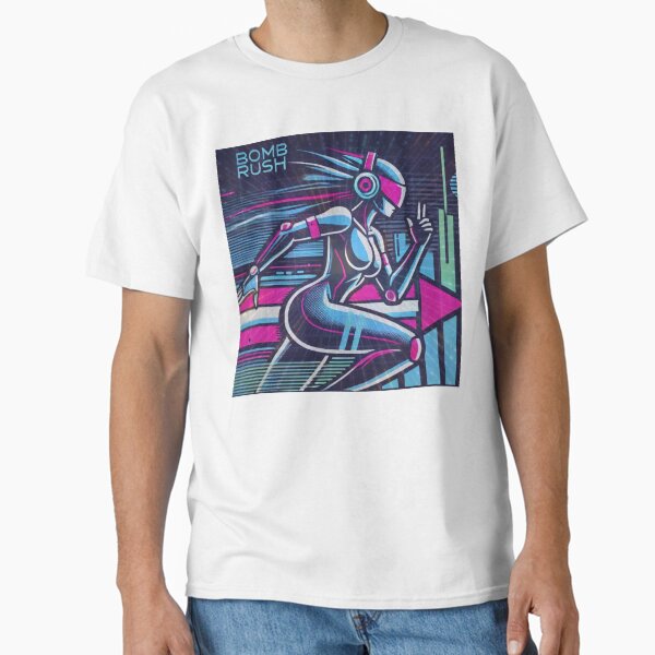 Futuristic Minimalist Female Character Design – Bomb Rush Cyberfunk Classic T-Shirt