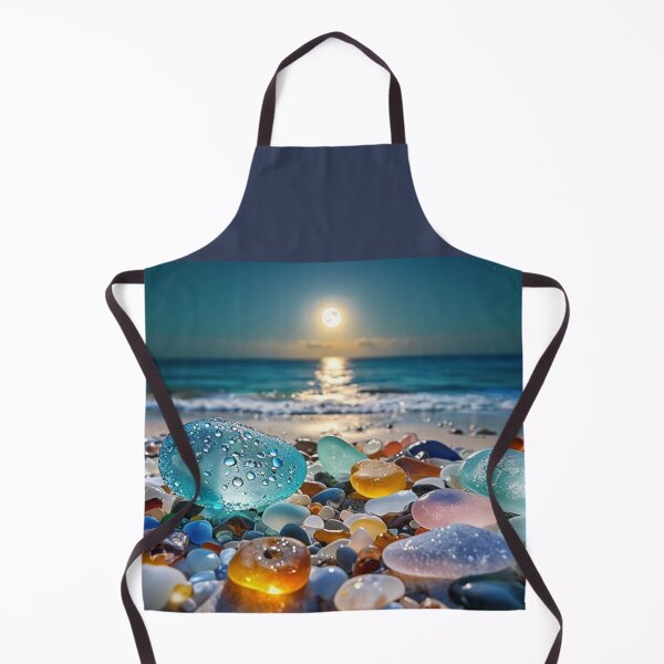 Item preview, Night Beach Scene With Colorful Sea Glass and Moonlight designed and sold by Aise06.