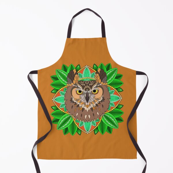 Aperçu de l'œuvre Chouette de style mandala avec feuillage vibrant créée et vendue par Frankie Design Store.