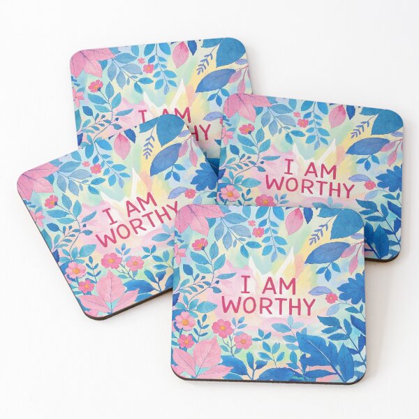 Item preview, I'm Worthy -Inspirational Watercolor Floral Design for Self-Love and Empowerment designed and sold by Flying Brush.