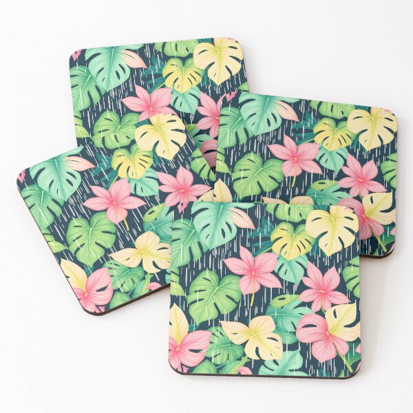 Item preview, pattern of tropical monstera and palm leaves  designed and sold by FestivityFinds.