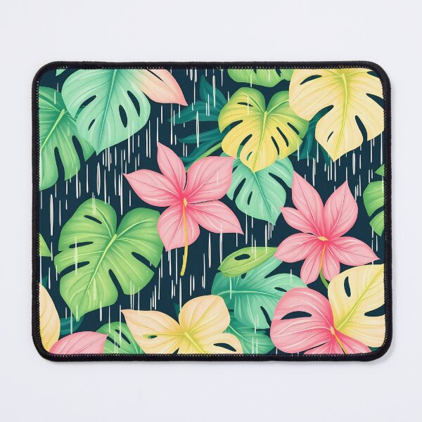 Item preview, pattern of tropical monstera and palm leaves  designed and sold by FestivityFinds.