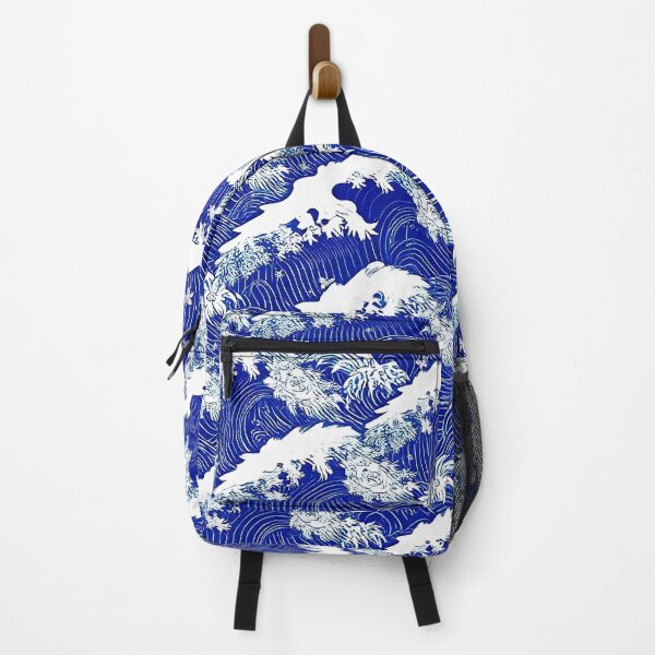 Item preview, Traditional Japanese wave art in indigo and white designed and sold by FestivityFinds.