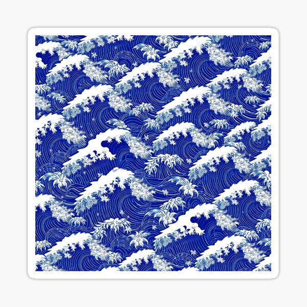 Item preview, Traditional Japanese wave art in indigo and white designed and sold by FestivityFinds.