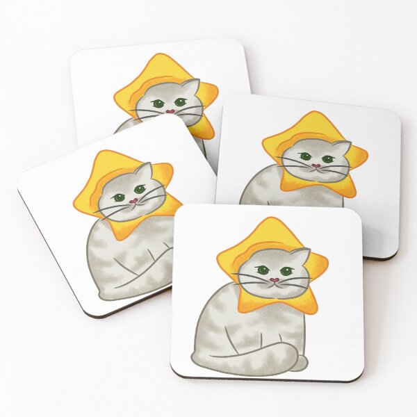 Item preview, Star kitty funny cat in hat fluffy sticker  designed and sold by RozhmarisArt.