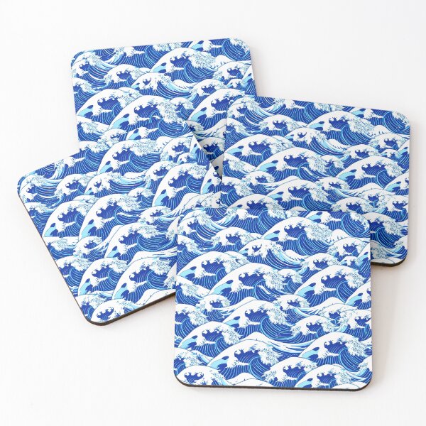 Item preview, Traditional Japanese Wave Motifs in Indigo and White designed and sold by FestivityFinds.
