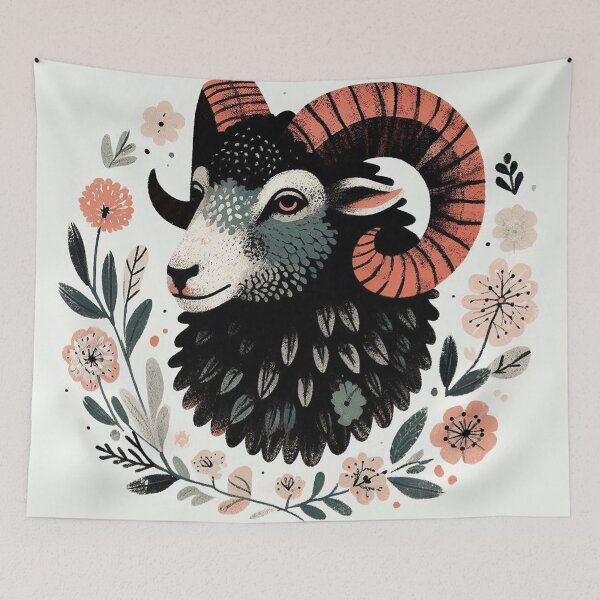 Item preview, Floral Ram Portrait designed and sold by zzz888.