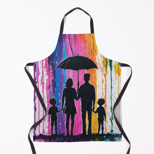 Item preview, Family Silhouettes Under Black Umbrella Amidst Vibrant Colors designed and sold by Aise06.