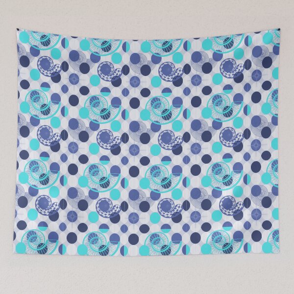 Item preview, Blue spiral shells and spots designed and sold by FerretSteph.