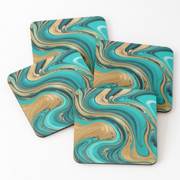 Item preview, A turquoise and gold marbling design. designed and sold by Summer Sunshine.