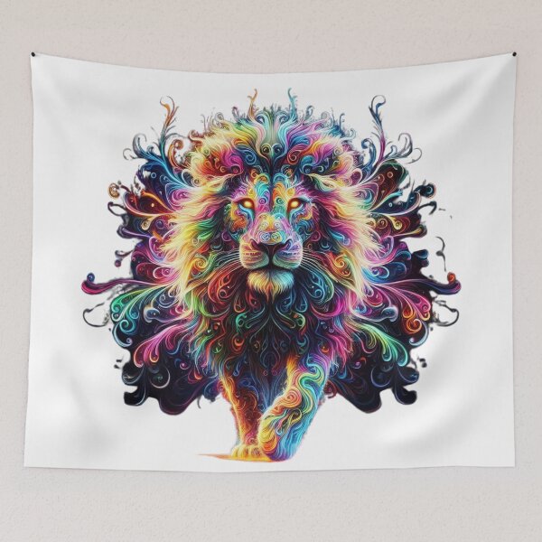 Item preview, Majestic Neon Lion – King of Vibrant Energy designed and sold by GloriousArtSKD.