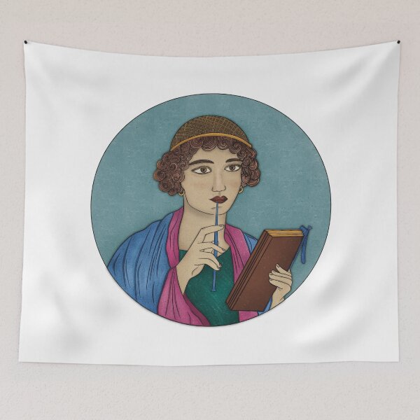Item preview, Sappho of Pompeii - Famous Roman Fresco Illustration designed and sold by Ancient-Tales.