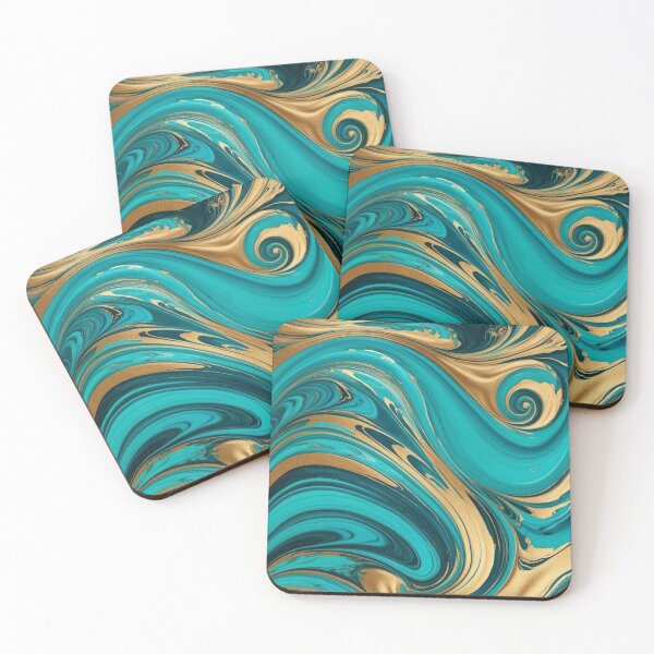 Item preview, A turquoise and gold marbling design designed and sold by Summer Sunshine.