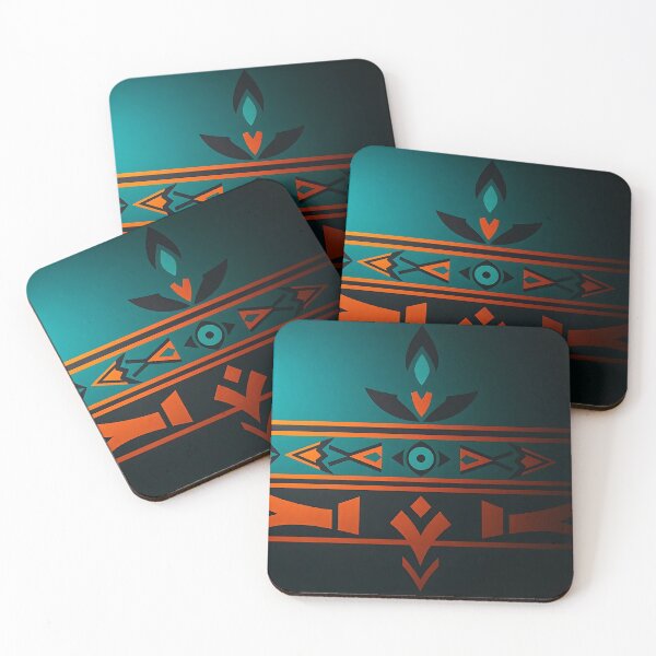 Item preview, Tribal Art Pattern in warm terracotta and cool teal. designed and sold by FestivityFinds.
