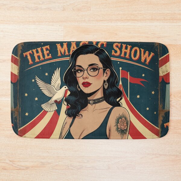 Item preview,  The Magic Show rustic Magic Circus Poster with beautiful Tattooed Girl designed and sold by Vintage Designs +.