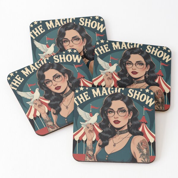 Item preview,  The Magic Show rustic Magic Circus Poster with beautiful Tattooed Girl designed and sold by Vintage Designs +.