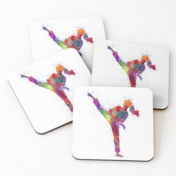 Item preview, Karate Girl Power Dynamic Watercolor Art Gift designed and sold by LotusGifts.