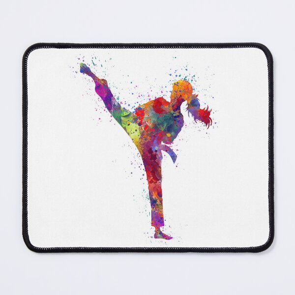 Item preview, Karate Girl Power Dynamic Watercolor Art Gift designed and sold by LotusGifts.