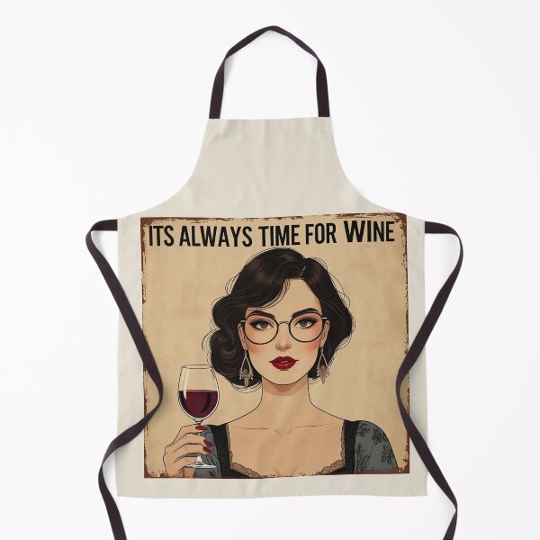 Item preview, Its always time for Wine! Dark haired woman beautiful poster art designed and sold by Vintage Designs +.