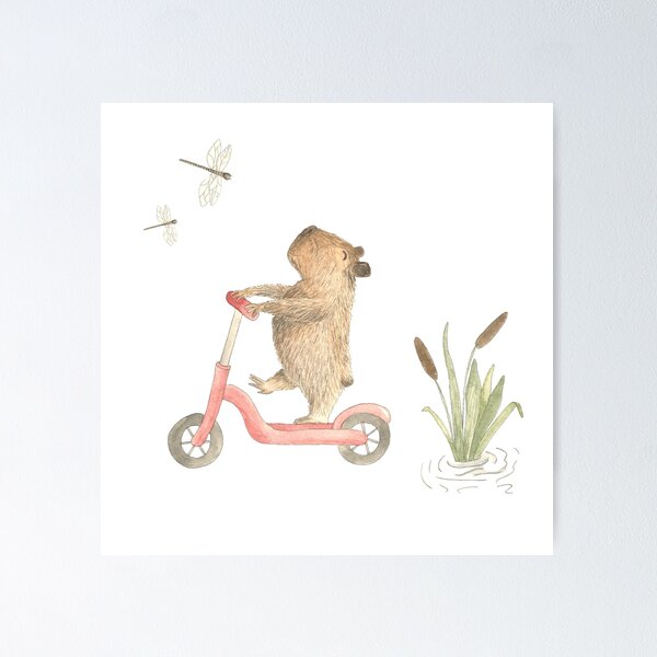 Item preview, Watercolor of a Capybara on a skateboard designed and sold by carolinavadell.